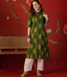 Green print cotton kurti