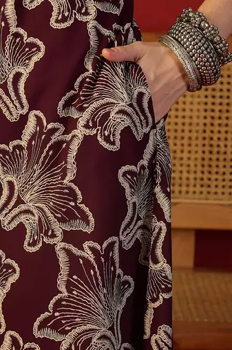 Purple print rayon kurti