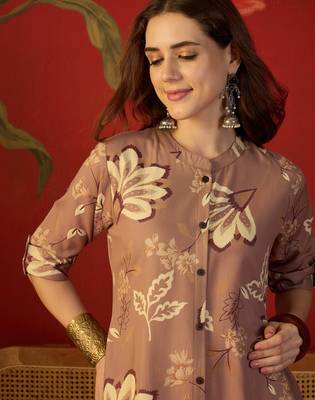 Brown print rayon kurti 5