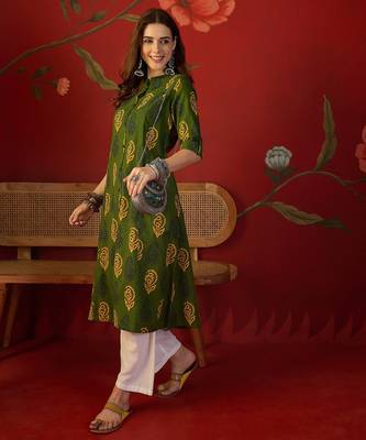 Green print cotton kurti 3