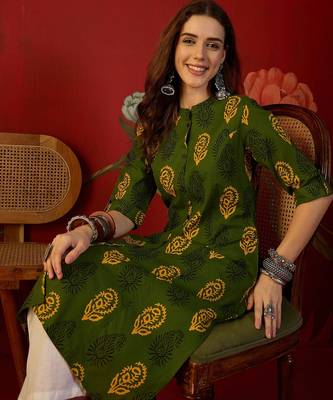 Green print cotton kurti 4