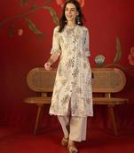 Off white print rayon kurti
