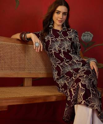 Purple print rayon kurti 5