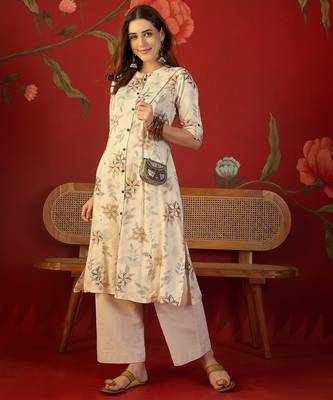 Off white print rayon kurti 3