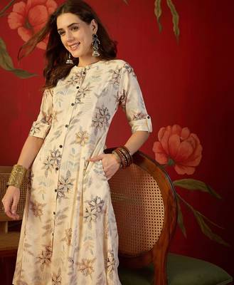 Off white print rayon kurti 4