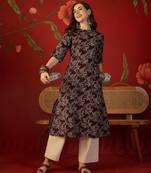 Maroon print cotton kurti