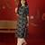 Black floral print cotton kurti