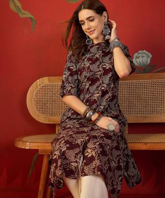 Maroon print cotton kurti 2