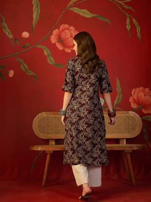 Maroon print cotton kurti 4