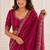 glamourous rani-pink embroidery work with real bits work fendy satin indian saree
