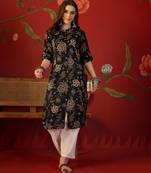 Black print rayon kurti