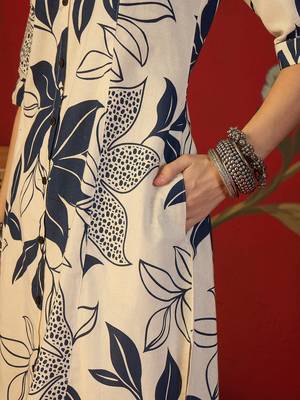 Off white print cotton kurti 3