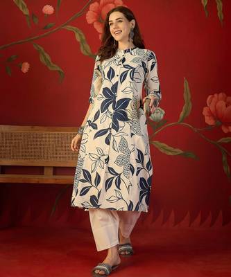 Off white print cotton kurti 4
