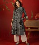 Black print cotton kurti