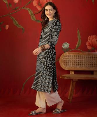 Black print cotton kurti 2