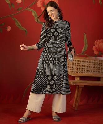 Black print cotton kurti 3
