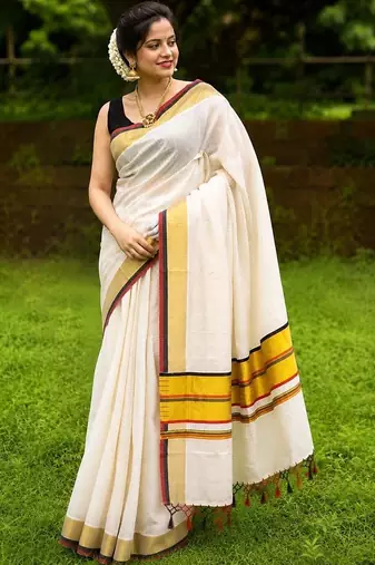 Pure Cotton Designer Kasavu Saree