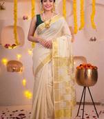 Woven Design Zari Tissue Handloom Kasavu Saree