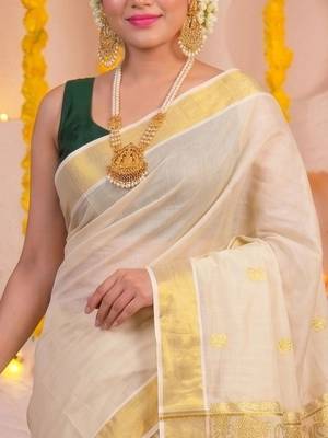 Woven Design Zari Tissue Handloom Kasavu Saree 3