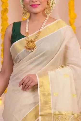 Woven Design Zari Tissue Handloom Kasavu Saree
