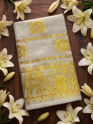 Woven Design Zari Tissue Handloom Kasavu Saree 5