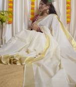 Woven Design Pure Cotton Handloom Kasavu Saree