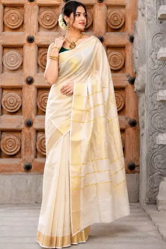 Woven Design Zari Tissue Designer Kasavu Saree