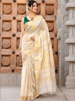 Woven Design Zari Tissue Designer Kasavu Saree 2