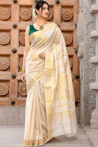 Woven Design Zari Tissue Designer Kasavu Saree