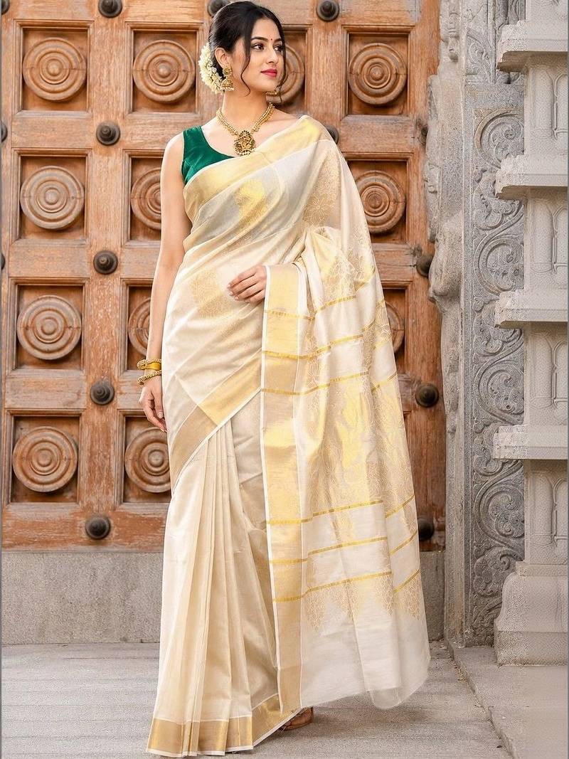 Woven Design Zari Tissue Designer Kasavu Saree