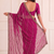 glamourous rani-pink embroidery work with real bits work fendy satin indian saree