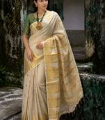 Ethnic Motifs Zari Tissue Designer Kasavu Saree
