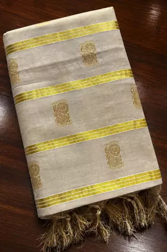 Ethnic Motifs Zari Tissue Designer Kasavu Saree