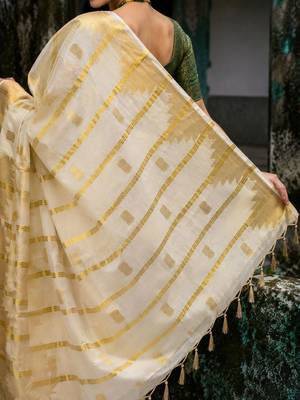 Ethnic Motifs Zari Tissue Designer Kasavu Saree 6