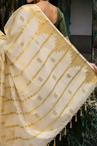 Ethnic Motifs Zari Tissue Designer Kasavu Saree
