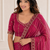 glamourous rani-pink embroidery work with real bits work fendy satin indian saree