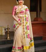 Lotus Kasavu Golden Tissue Sarees
