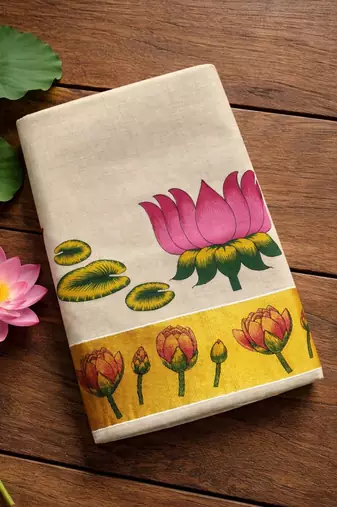 Lotus Kasavu Golden Tissue Sarees