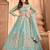 Light blue embroidered net readymade anarkali wedding gown