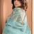 Light blue embroidered net readymade anarkali wedding gown