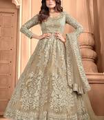Chiku embroidered net readymade anarkali wedding gown