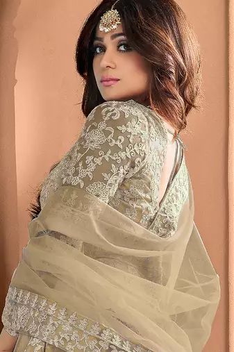 Chiku embroidered net readymade anarkali wedding gown