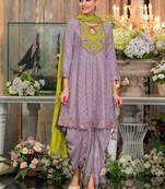 Chinon fabric light purple color readymade dhoti kurta suit
