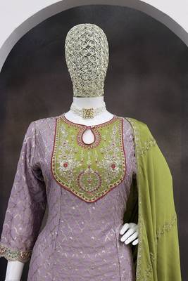 Chinon fabric light purple color readymade dhoti kurta suit 3