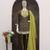 Chinon fabric dark olive color readymade dhoti kurta suit