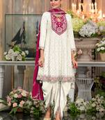 Chinon fabric white color readymade dhoti kurta suit