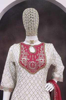 Chinon fabric white color readymade dhoti kurta suit 3