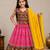 Pink printed cotton traditional kids lehenga choli with blouse