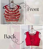 Designer maroon readymade blouse with real mirror work
