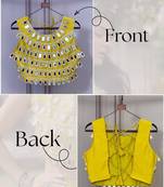 Designer mustard yellow readymade blouse with real mirror work